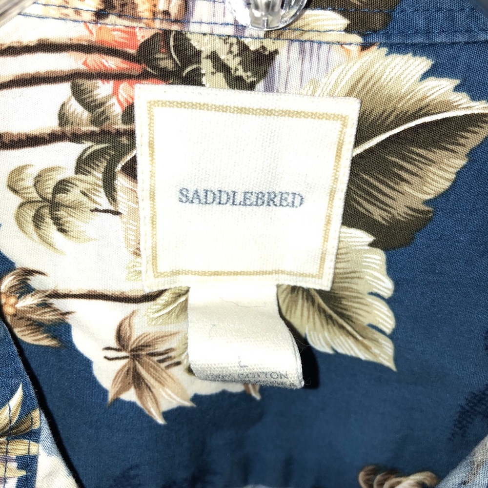 Mens saddlebred Hawaiian shirt size large short sleeve beach swimming button up - Picture 5 of 8